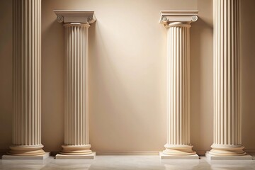 Beige aesthetic column background with copy space leading lines