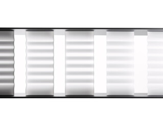 a black and white shelf with white and black objects