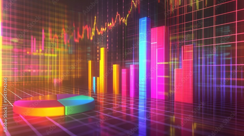 Poster colorful data visualization with graphs and charts