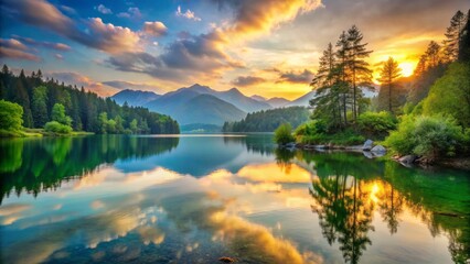 Serene Atmosphere of Nature with Calming and Invigorating Elements for Relaxation and Mindfulness