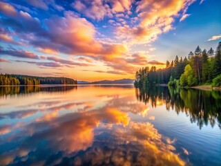 Serene Lake Surface Reflecting Calm Serenity with Silver Tones and Natural Beauty in Tranquil Scene