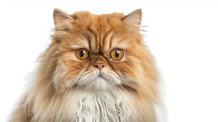 Close-Up Portrait of Persian Cat with Intense Amber Eyes