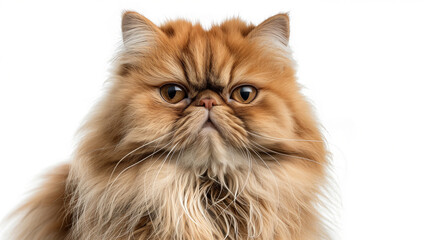 Close-Up Portrait of Persian Cat with Intense Amber Eyes