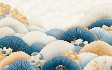 Retro traditional Chinese elements flower and bird texture art background