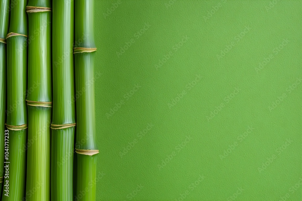 Poster top view of japanese plain bamboo background with right aligned space for text in photography
