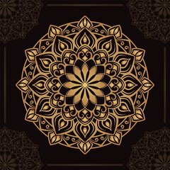 golden mandala ornament, round decorative design
