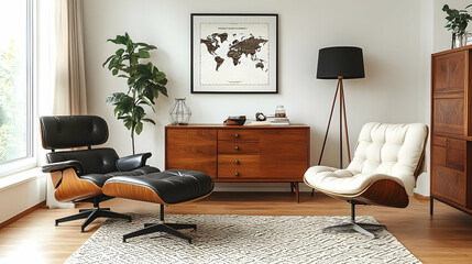 Mid-Century Modern Living Room Design with Stylish Decor