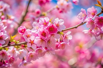 Fototapeta premium Blooming pink sakura flowers in macro close-up