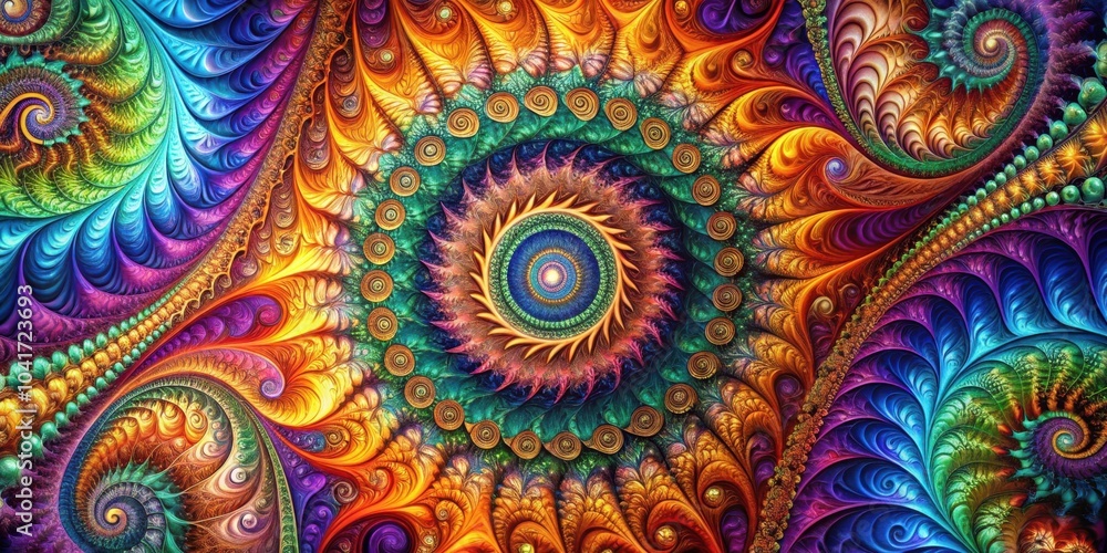 Poster a kaleidoscope of swirling colors creates a mesmerizing fractal pattern with intricate details and a