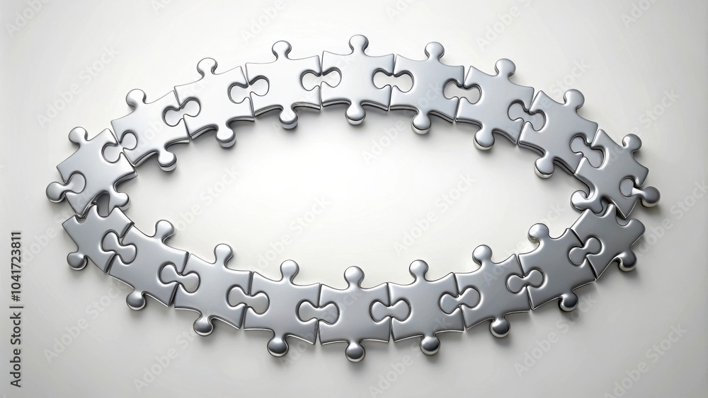 Poster a circle of interconnected puzzle pieces, symbolizing the coming together of various parts to form a