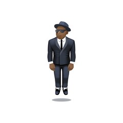 Obraz premium Man in Business Suit Levitating Emoji 