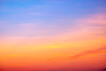 Beautiful , luxury soft gradient orange gold clouds and sunlight on the blue sky perfect for the background, take in everning,Twilight, Large size, high definition landscape photo