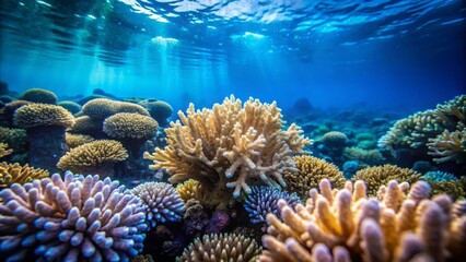 Soft Focus on Last Wisps of Coral Underwater, Blending Colors of Oceanic Serenity and Tranquility