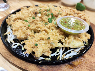 Oysters fried in egg batter