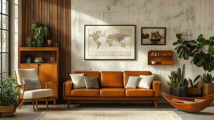 Modern Living Room Decor with Wooden Accents and Plants