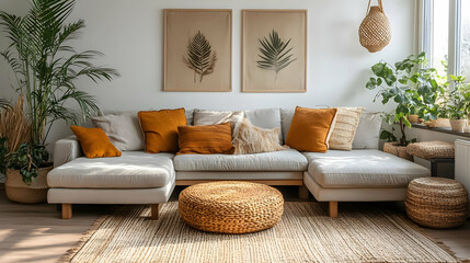 Living Room Interior Design Ideas with Brown and Beige Accents
