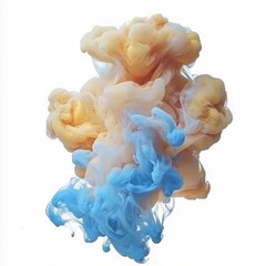Multicolor Ink Formation on a White Background, Creating an Artistic and Vibrant Display of Colors, Perfect for Creative Projects and Abstract Art Concepts
