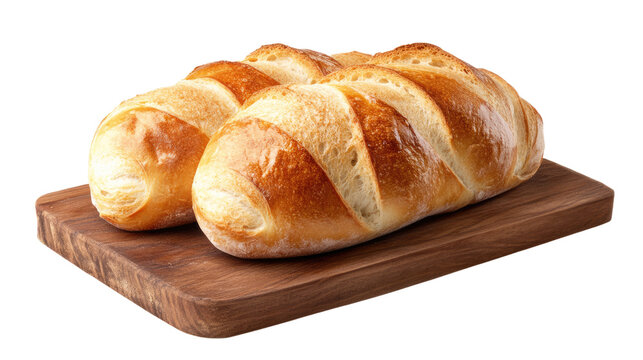 A delightful collection of fresh bread varieties, including loaves, buns, and baguettes, beautifully arranged and isolated for a tempting bakery display