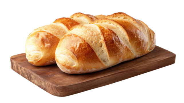 A delightful collection of fresh bread varieties, including loaves, buns, and baguettes, beautifully arranged and isolated for a tempting bakery display