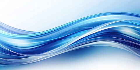 Fototapeta premium Blue and White Wavy Abstract Background with Smooth Flowing Waves Close-Up