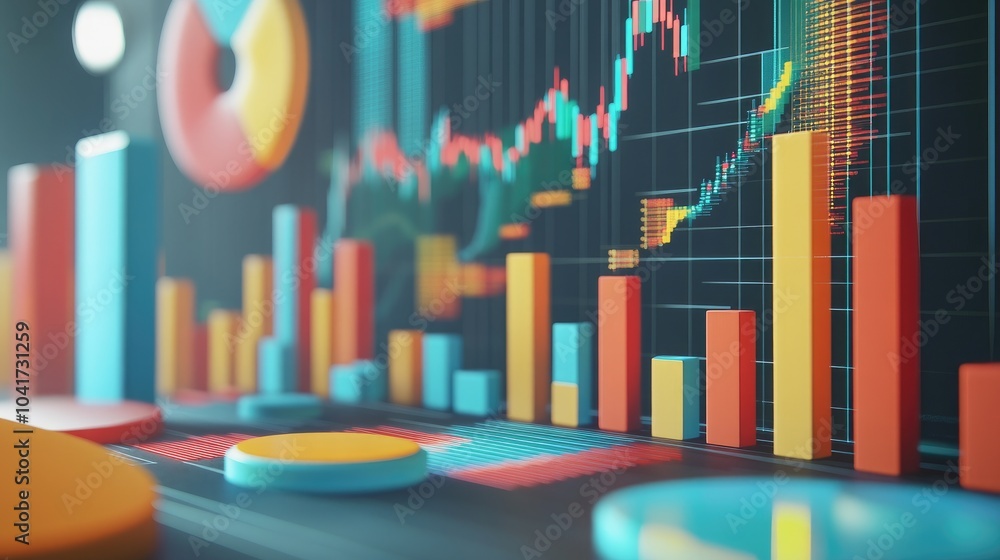Poster colorful data visualization and charts analysis