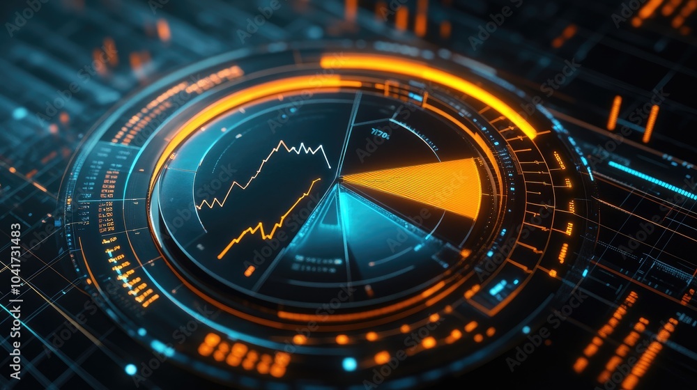 Poster futuristic data visualization with graph elements