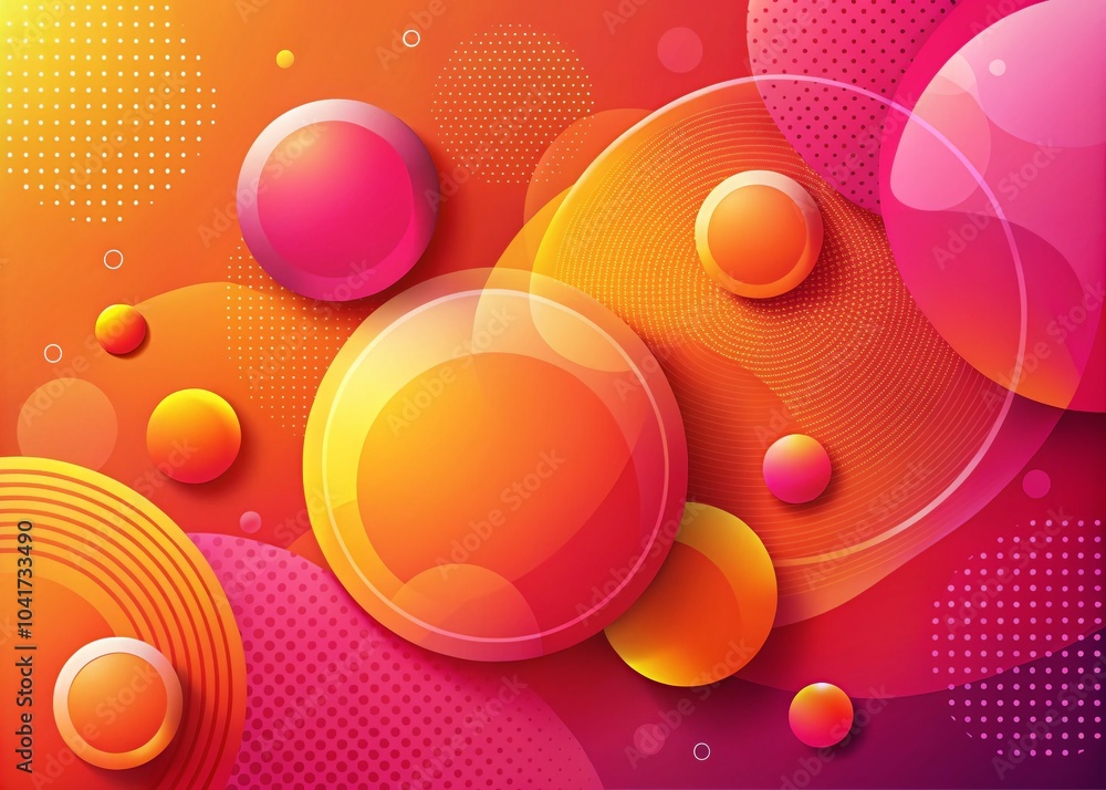 Poster abstract circle geometric background in orange and pink with copy space for creativity and design pr