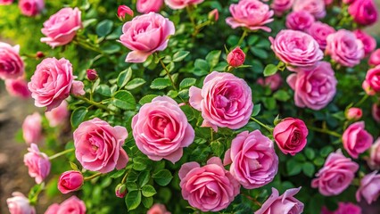 Fototapeta premium Blooming rose bush with pink flowers