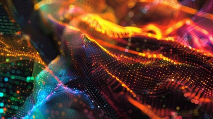 A crop top with a holographic design of colliding particles evoking the excitement and energy of scientific discovery.