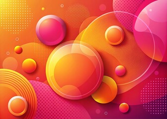 Abstract Circle Geometric Background in Orange and Pink with Copy Space for Creativity and Design Projects