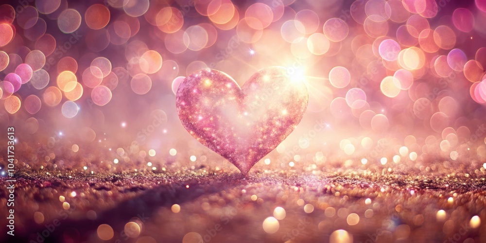 Poster a sparkling heart rests atop a shimmering bed of glitter, enveloped by a gentle embrace of pink and 
