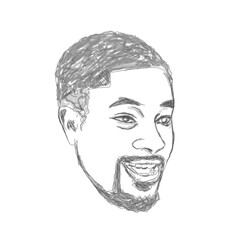 portrait sketch of a man with curly hair and a beard