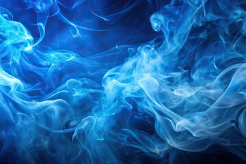Fototapeta premium Blue abstract background with swirling smoke patterns against the sky