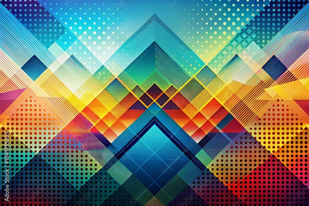Poster abstract geometric background with multi-layered halftone effect for modern design and creative proj