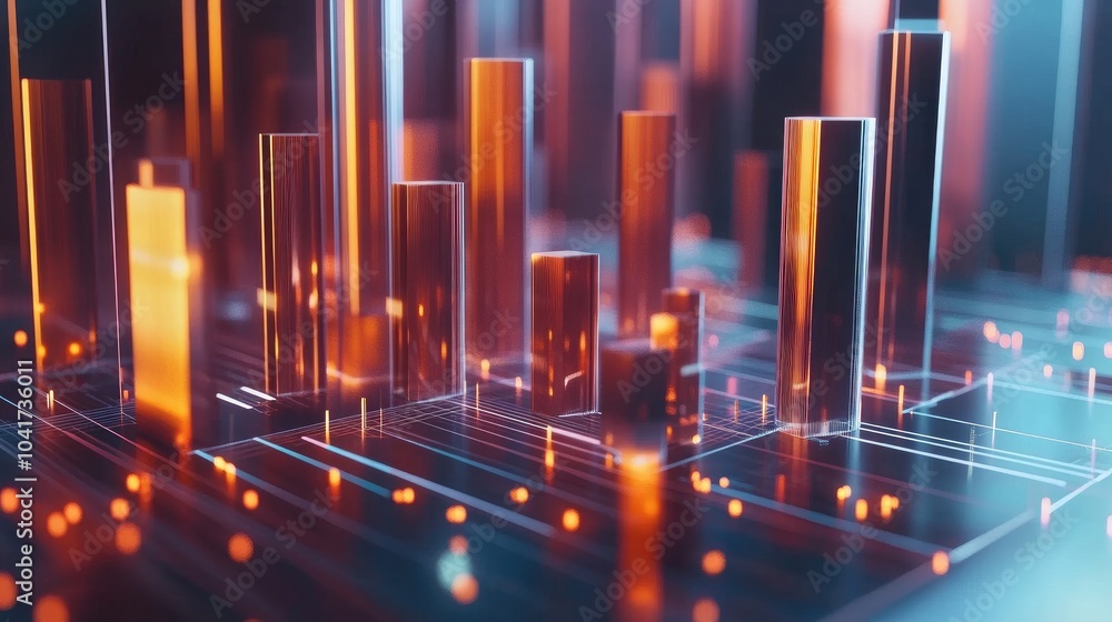 Poster abstract data visualization with neon lights