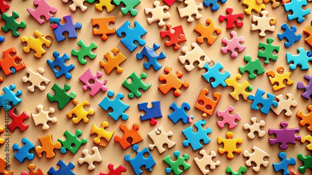 Aufkleber A vibrant collection of colorful puzzle pieces, each with its own unique shape and size, create a visually stimulating and engaging composition, showcasing the beauty and intricacy of jigsaw puzzles.