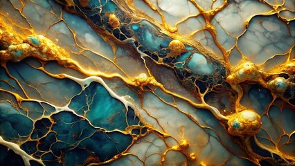 Naklejka premium Abstract Marble Texture with Liquid Gold Accents - Stunning Drone Photography Wallpaper
