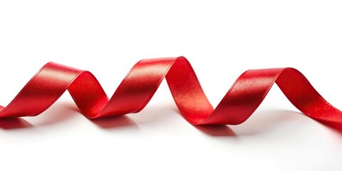 Red ribbon with curls isolated on white background