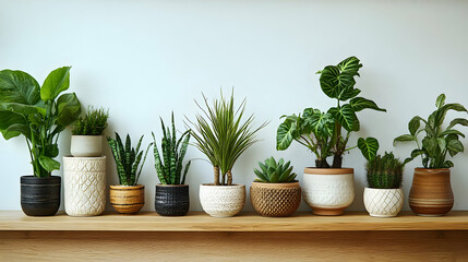 Decorate with Plants in Pots on a Shelf - Indoor Plant Ideas
