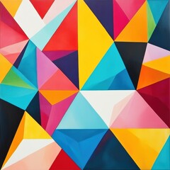 Colorful triangular patterns create an engaging geometric abstraction, showcasing vibrant hues and a dynamic composition. Generative AI