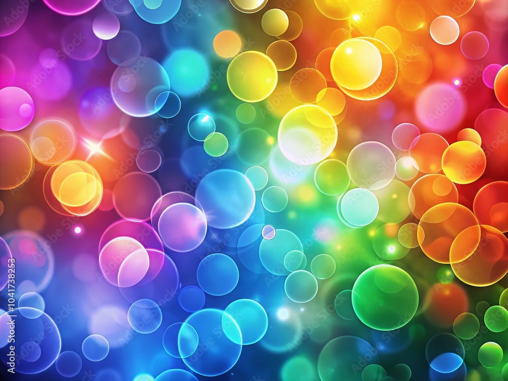 Poster abstract rainbow circles background with bokeh effect for vibrant and colorful designs