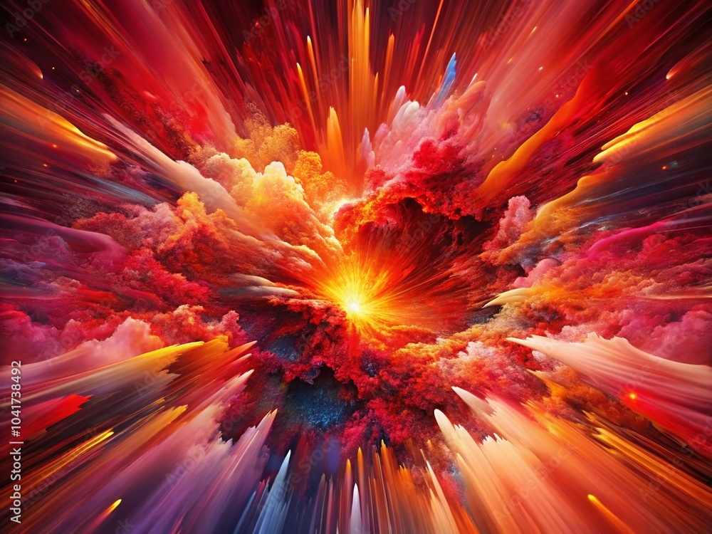 Poster abstract red explosion - color manipulation in panoramic photography for dynamic backgrounds