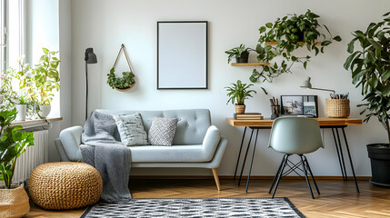 Modern Home Office Decor with Plants and Stylish Furniture