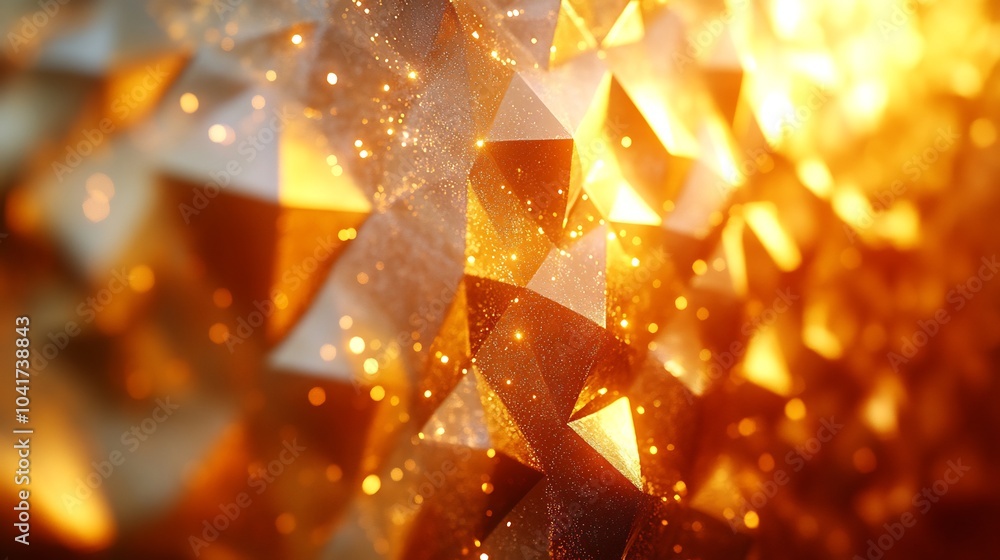 Poster warm amber tech wall with diamondshaped relief patterns and glossy highlights adding a sense of luxu