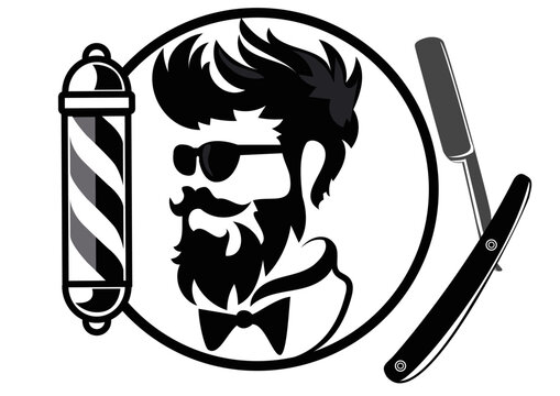Logo hipster barbiere e rasoio