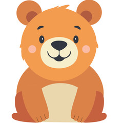 Fototapeta premium Cute Cartoon Bear Character Element in Sitting Pose.