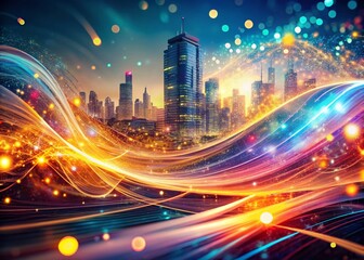 Fototapeta premium Abstract Waving Particle Technology Design Background for Urban Exploration Photography