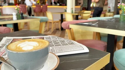  Coffee in a cozy cafe marks the start of a productive working day ahead