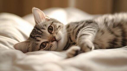 Cozy Munchkin Cat Relaxing on Warm Blanket