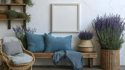 Cozy Living Room Decor with Lavender and Blue Pillows